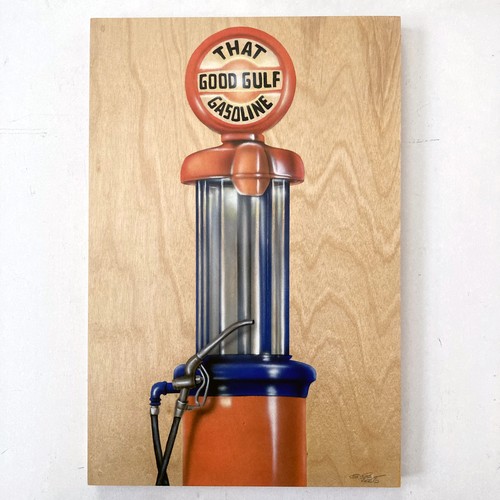 Gulf gas pump 12x18 original - gas,