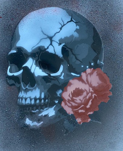 011 skull rose stencil - ts-011,